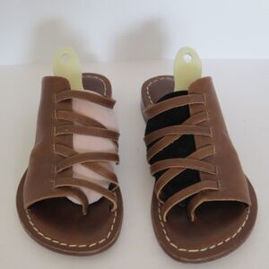 Bernardo Brown Leather Slip on Thong Women's Size 5M Sandals